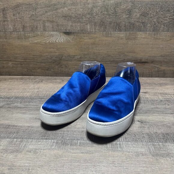 Vince Warren Blue Satin Platform Slip On Sneakers Women's Size 9.5 - Picture 1 of 6